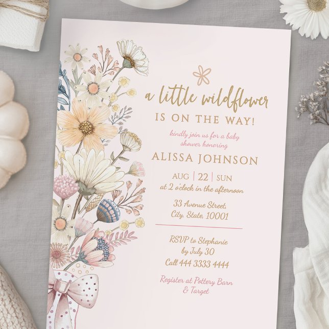 Invitation Petit Baby shower Floral Fleur sauvage (Créateur téléchargé)