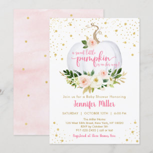 Invitation Petit Baby shower Floral rose Citrouille