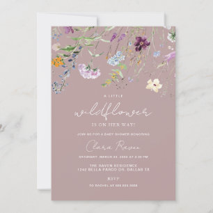 Invitation Petit Baby shower Floral rose Dusty Fleur sauvage