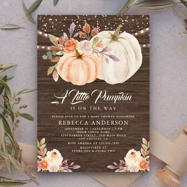 Invitation Petit Baby shower Floral Terme Citrouille (Créateur téléchargé)