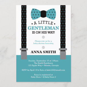 Invitation Petit Baby shower Invitation, Turquoise, Noir