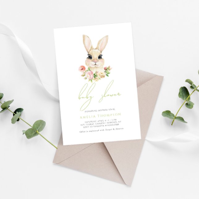 Invitation Petit Baby shower lapin de Pâques doux (Créateur téléchargé)