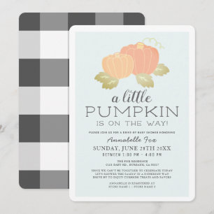 Invitation Petit Baby shower noir bleu Citrouille