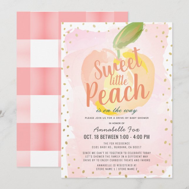 Invitation Petit Baby shower rose pâle (Devant / Derrière)