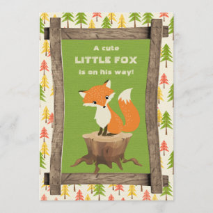 Invitation Petit baby shower rustique de garçon de Fox