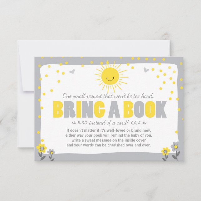 Invitation Petit Baby shower Sunshine Apportez un livre Neutr (Devant)