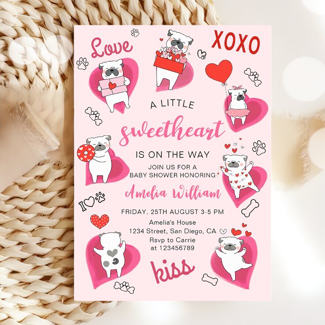 Invitation Petit Baby shower Valentine Puppy (Créateur téléchargé)