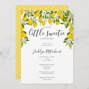 Invitation Petit Baby shower vert de fleurs de citron doux