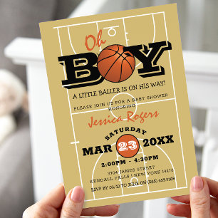 Invitation Petit Ballon de Basket Fête Prénatale Bébé Garçon