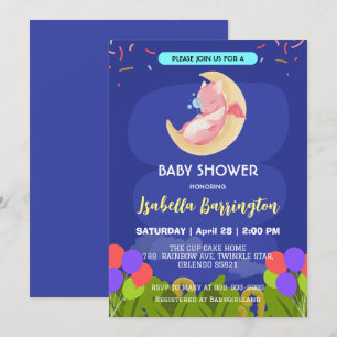 Invitation Petit bébé dragon dinosaure ballon fille baby show