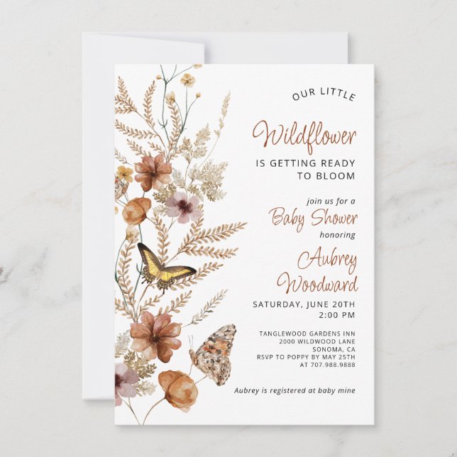 Invitation Petit Bébé Fleur sauvage Dans Le Baby shower En Fl (Devant)