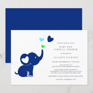 Invitation Petit bébé garçon Douche virtuelle mignonne Blue E