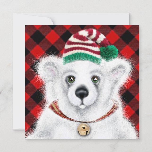 Invitation Petit bébé ours polaire de Noël, petit ours de Pèr (Devant)