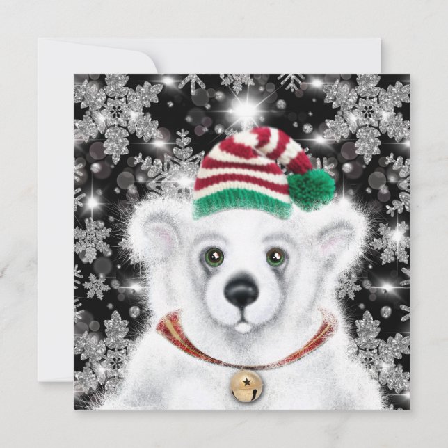 Invitation Petit bébé ours polaire de Noël, petit ours de Pèr (Devant)