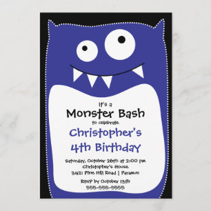 Invitation Petit bleu MIGNON de fête d'anniversaire de coup