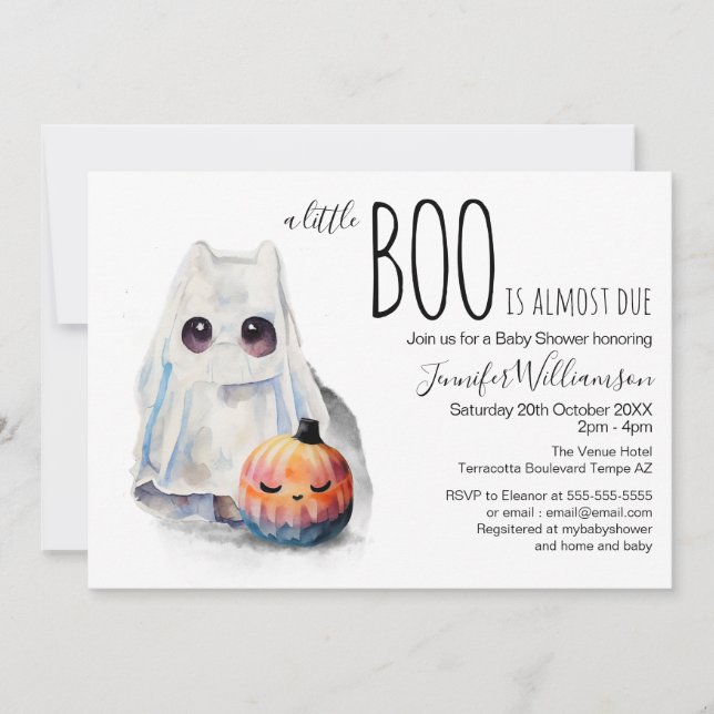 Invitation Petit Boo Chiot et Citrouille Baby shower d'automn (Devant)
