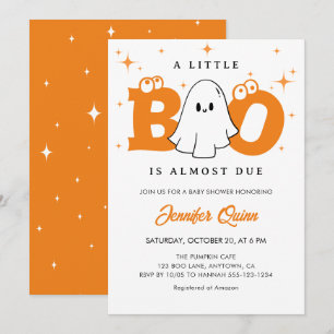 Invitation Petit Boo Cute Neutre Baby shower Halloween