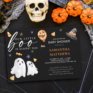 Invitation Petit Boo Halloween Baby shower d'automne Noir