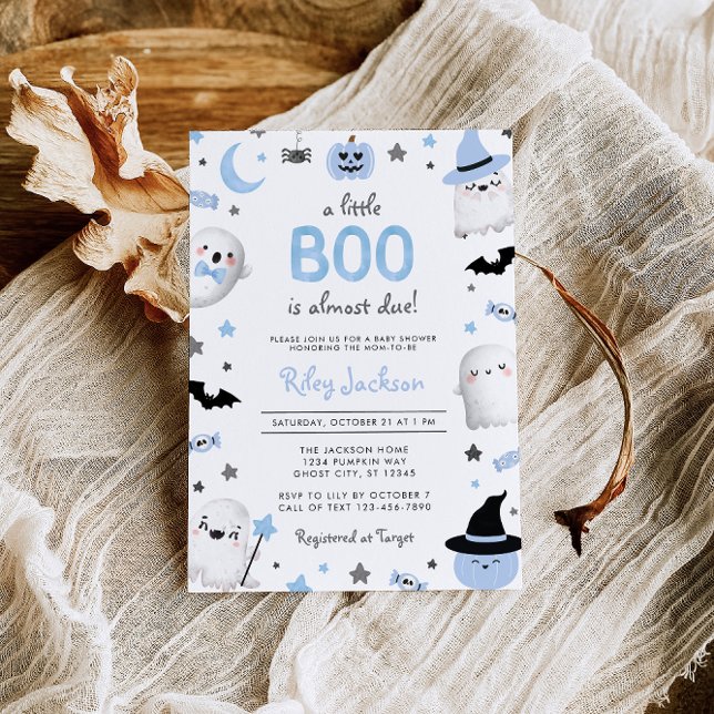 Invitation Petit Boo Halloween Baby shower fantôme bleu (Créateur téléchargé)