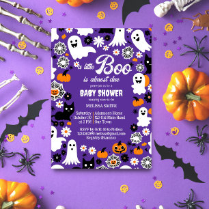 Invitation Petit boo Halloween baby shower grrovy rétro