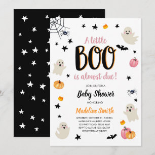 Invitation Petit Boo mignon Halloween Baby shower Fantôme ros