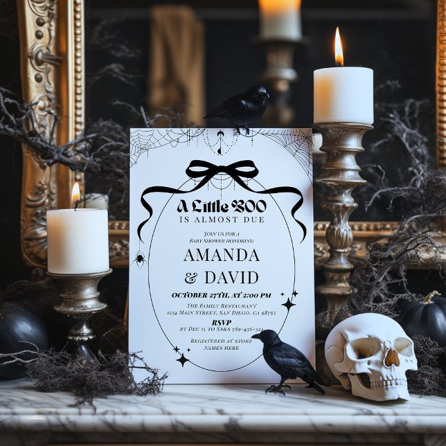Invitation Petit Boo minimal Baby shower gothique d'Halloween (Créateur téléchargé)