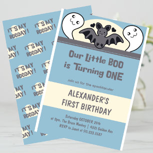 Invitation Petit boo qui fête son premier anniversaire Hallow