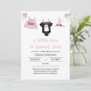 Invitation Petit Boo rose Halloween Baby shower de vêtements