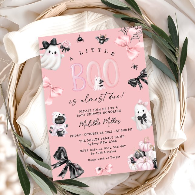 Invitation Petit Boo rose Halloween Baby shower fille (Créateur téléchargé)