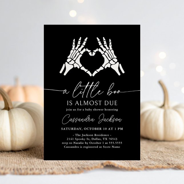 Invitation Petit Boo Skeleton Baby shower des mains du coeur (Créateur téléchargé)