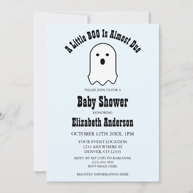 Invitation Petit BOO Sur Le Chemin Baby shower Fantôme Hallow (Devant)
