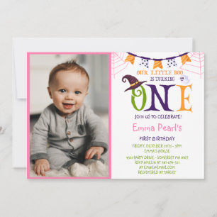 Invitation Petit Boo Turning One, Halloween Photo Anniversair
