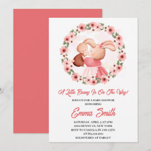 Invitation Petit Bunny Baby shower d'aquarelle florale