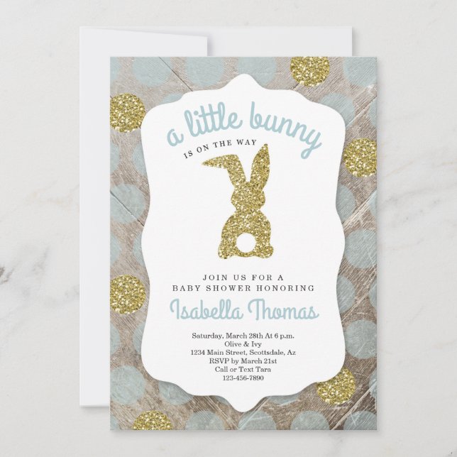 Invitation Petit Bunny Baby shower de Pâques pour les petits  (Devant)