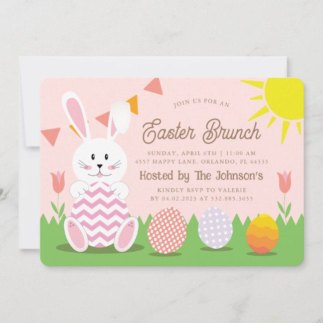 Invitation Petit Bunny Fêtes de Pâques Brunch (Devant)