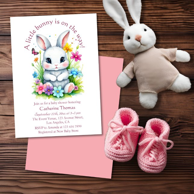 Invitation Petit Bunny Jardin Fleur sauvage Baby shower de Pâ (Créateur téléchargé)
