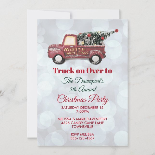 Invitation Petit Camion de jouets Joyeux fête de Noël (Devant)