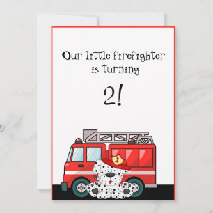 Invitation Petit Camion-feu rouge, Anniversaire dalmate