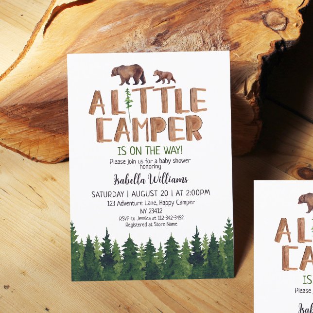 Invitation Petit Camper Bear Woodland Boy Baby shower (Créateur téléchargé)