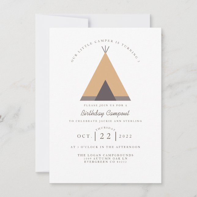 Invitation Petit Camper | Camping Anniversaire (Devant)