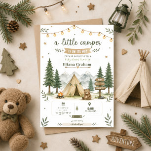 Invitation Petit campeur Baby Shower Bois garçon extérieur
