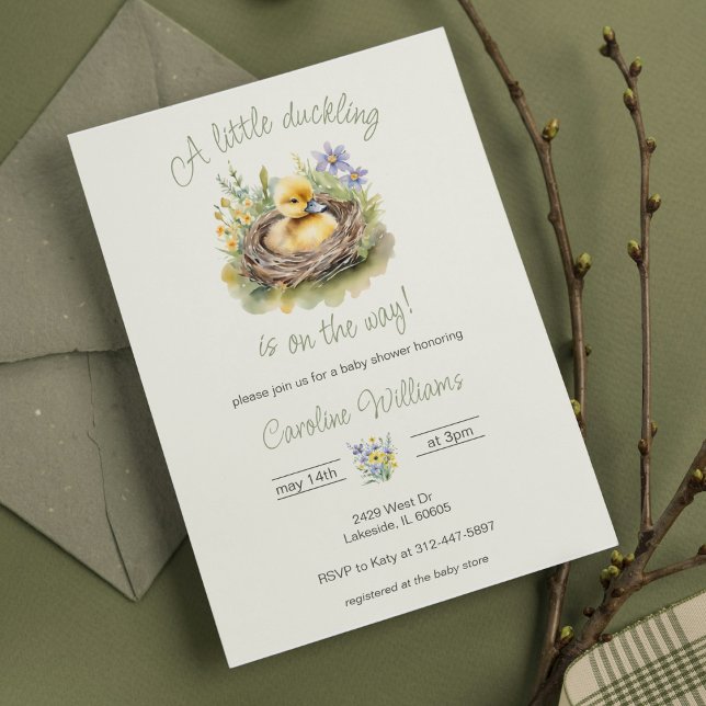 Invitation Petit Canard Sur Le Chemin Baby shower Canard (Créateur téléchargé)