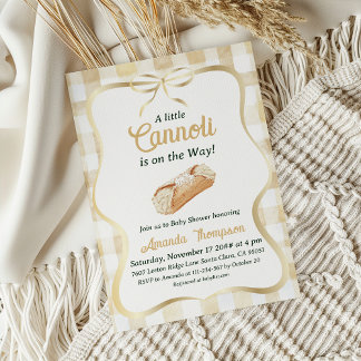 Invitation Petit Cannoli Fête de Naissance Italienne Beige Ne