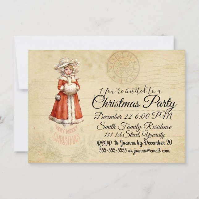 Invitation Petit Caroleur victorien Noël personnalisé (Devant)