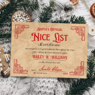 Invitation Petit certificat Nice de Père Noël Magical