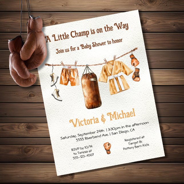 Invitation Petit Champ de boxe Ligne Baby shower (Créateur téléchargé)