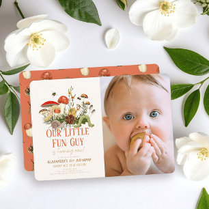 Invitation Petit Champignon Amusant Photo 1er Anniversaire