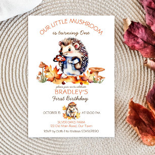 Invitation Petit champignon mignon hérisson champignons anniv