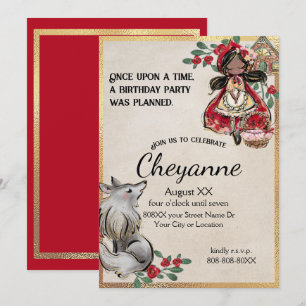 Invitation Petit Chaperon Rouge Avec Cheveux Noir