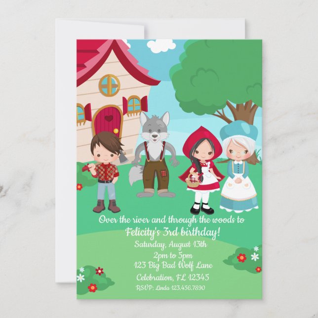 Invitation Petit chaperon Rouge Filles de conte de Fairytale  (Devant)